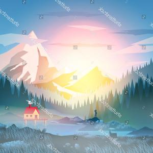 300x300 Summer Camp House Mountain Lake Vector Catchsplace