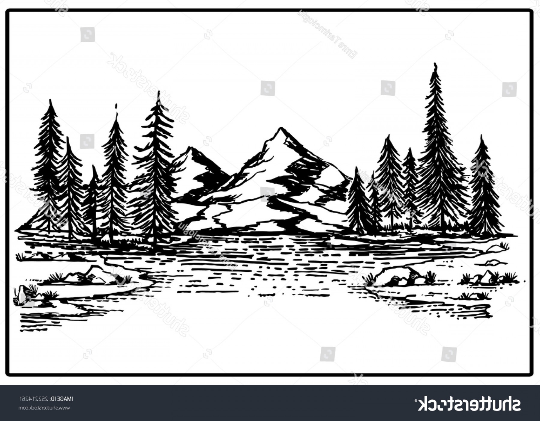1800x1405 Trees With Mountains Vector Art Cultracing
