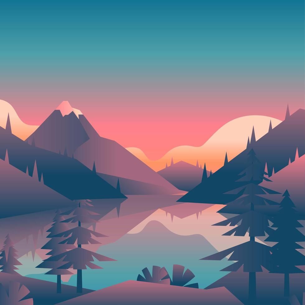 980x980 Mountain Lake Vector Designs