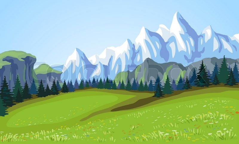 800x483 Mountain Landscape Vector Stock Vector Colourbox