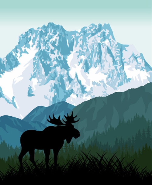 500x609 Mysterious Snow Mountain Landscape Vector Graphics Free Download