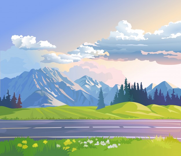626x539 Vector Illustration Of A Mountain Landscape Vector Free Download