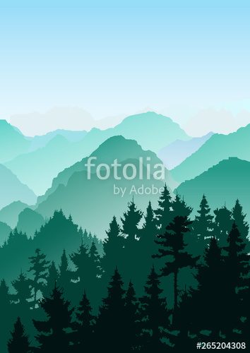 354x500 Flat Mountain Landscape Mountains And Forest Tourism