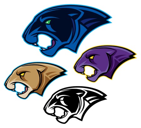 450x407 Panther, Cougar, Or Mountain Lion Mascot Heads Royalty Free