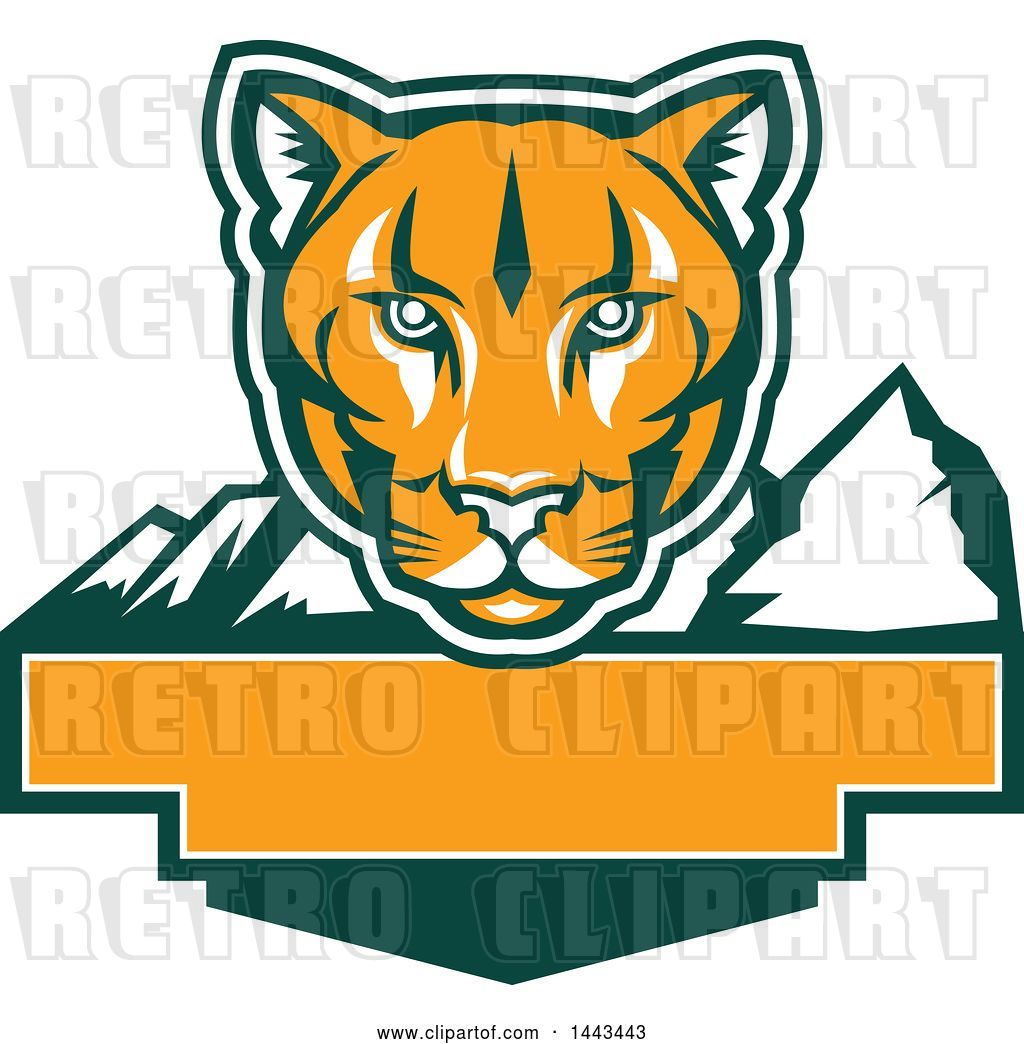 1024x1044 Vector Clip Art Of Retro Green, Orange And White Puma Cougar