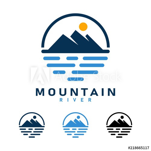 500x500 Mountain River Design Logo Vector, Mountain Logo, River Logo