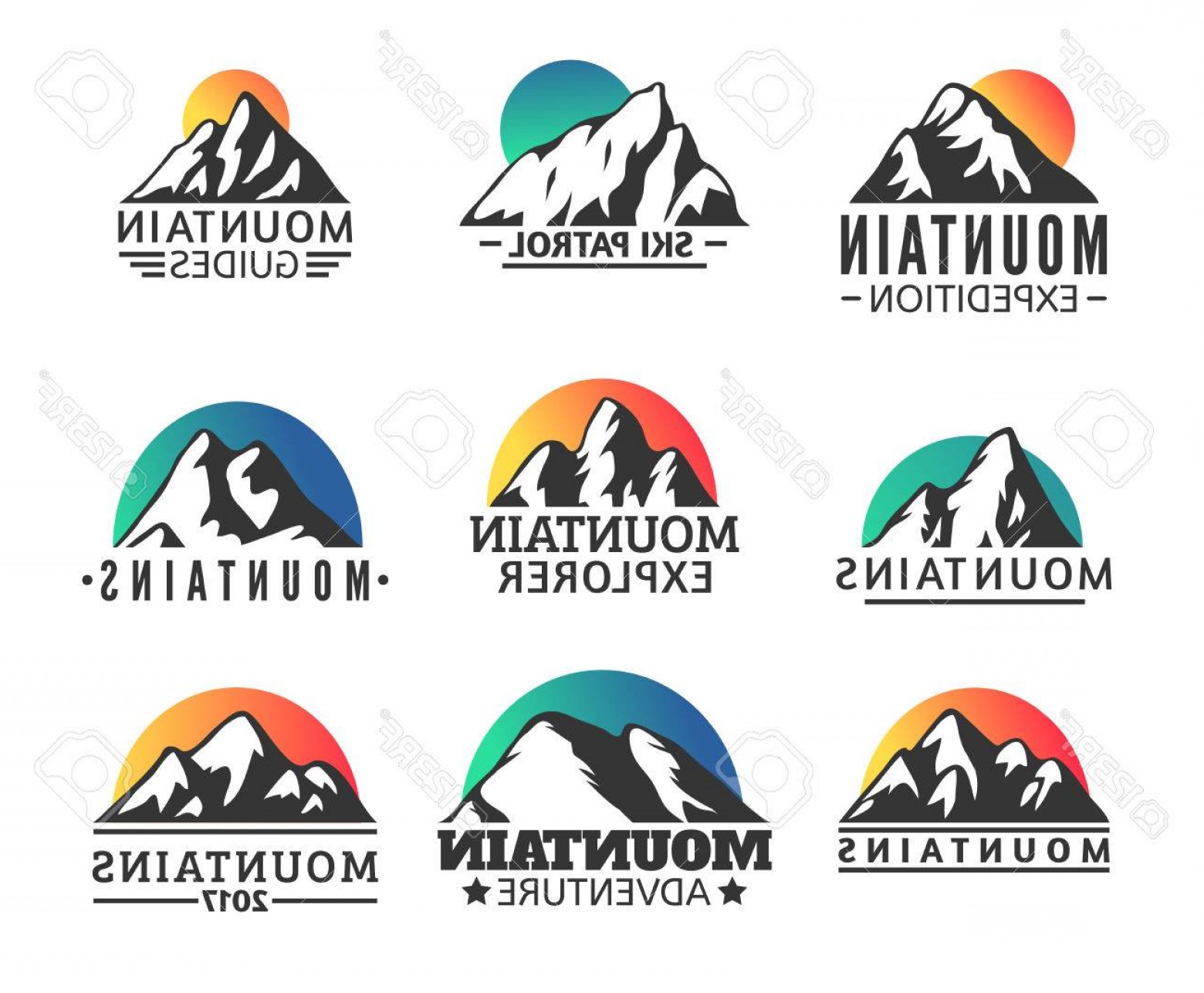 1560x1286 Photostock Vector Hand Drawn Mountains Logo Set Ski Resort Vector
