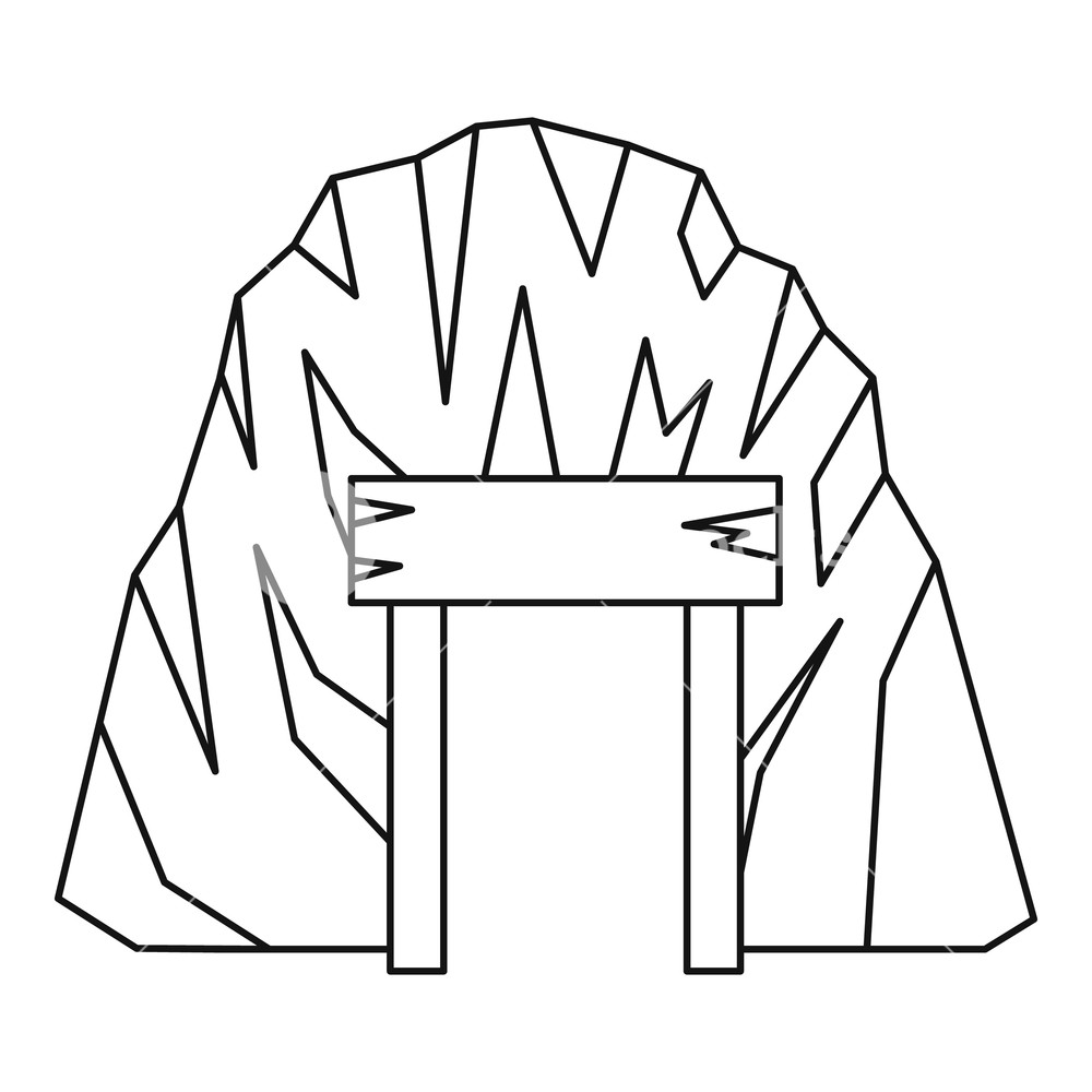 1000x1000 Mine In Mountan Outline Illustration Of Mine In Mountain