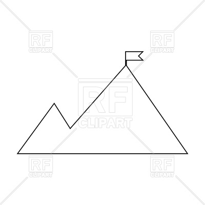 400x400 Mountains With A Flag On Top Outline Icon Vector Image
