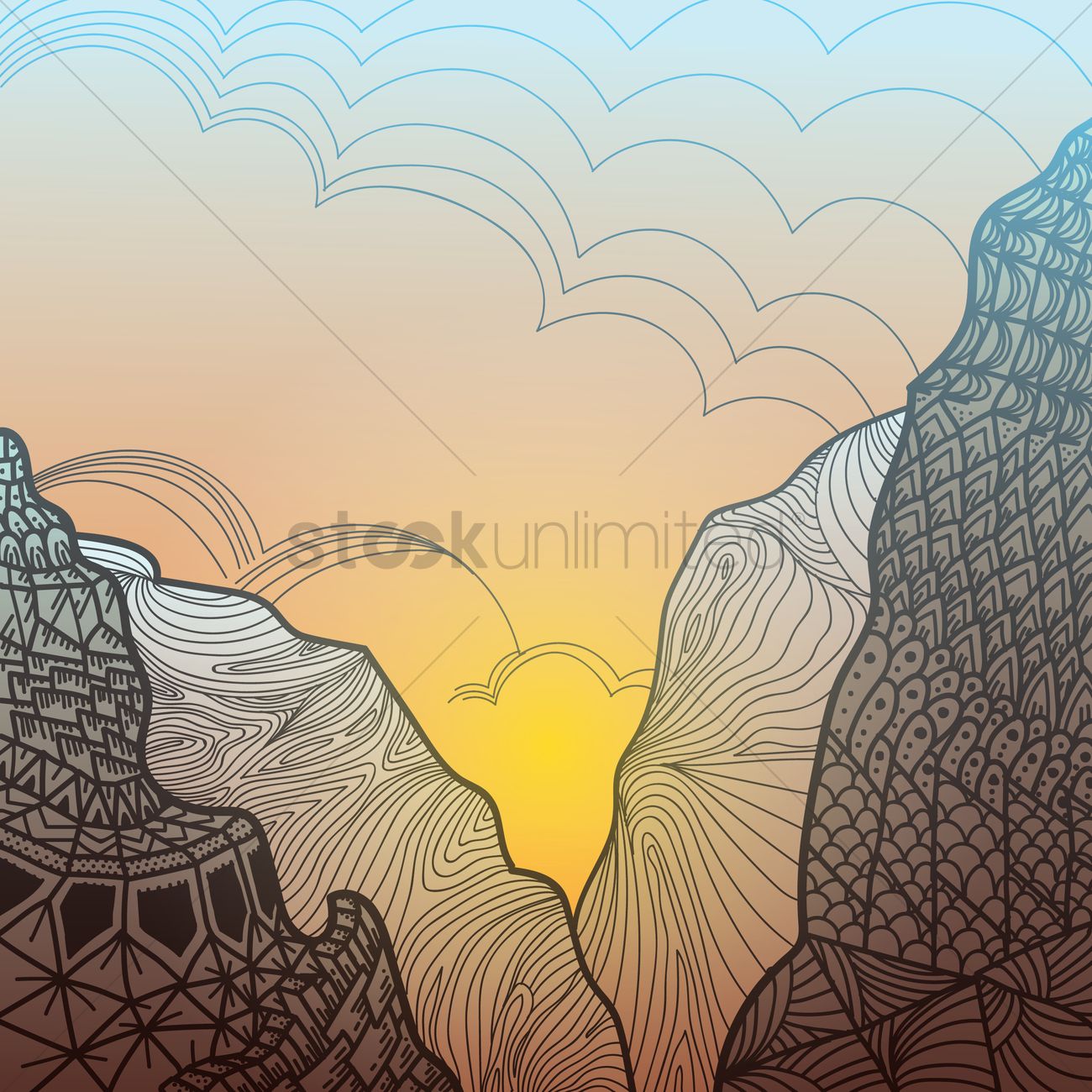 1300x1300 Intricate Mountain Design Vector Image