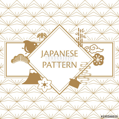 499x500 Japanese Pattern Vector Gold Frame With Geometric Background