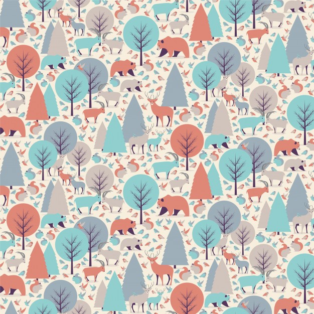 626x626 Mountain Animals Seamless Pattern Background Vector Premium