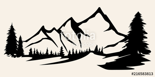 500x250 Mountains Vector Mountain Range Silhouette Isolated Vector