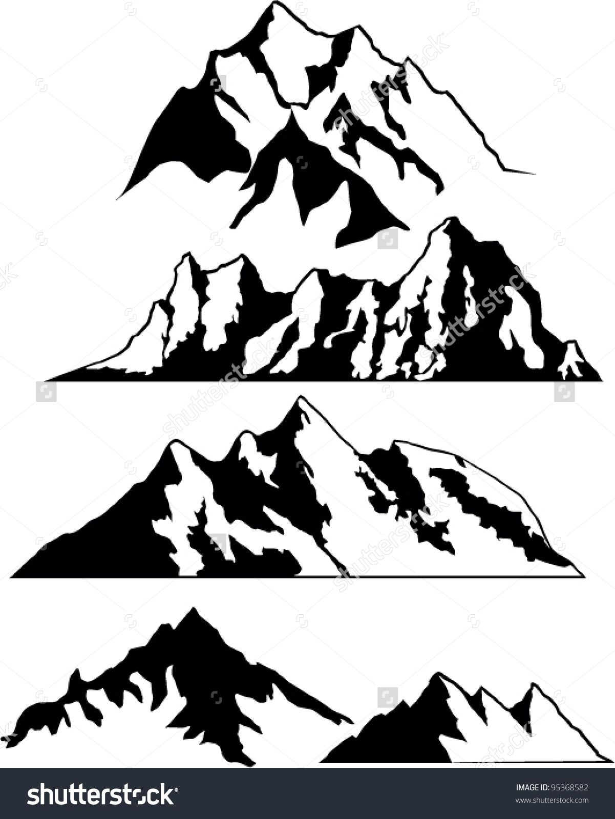 Mountain Range Silhouette Vector at Vectorified.com | Collection of ...