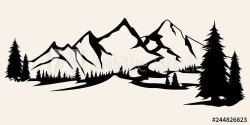 500x250 Mountains Silhouettes Mountains Vector, Mountains Vector