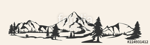 500x150 Mountains Vector Mountain Range Silhouette Isolated Mountain