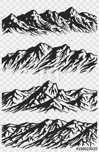 327x500 Set Of Huge Mountains Silhouettes Isolated On Transparent