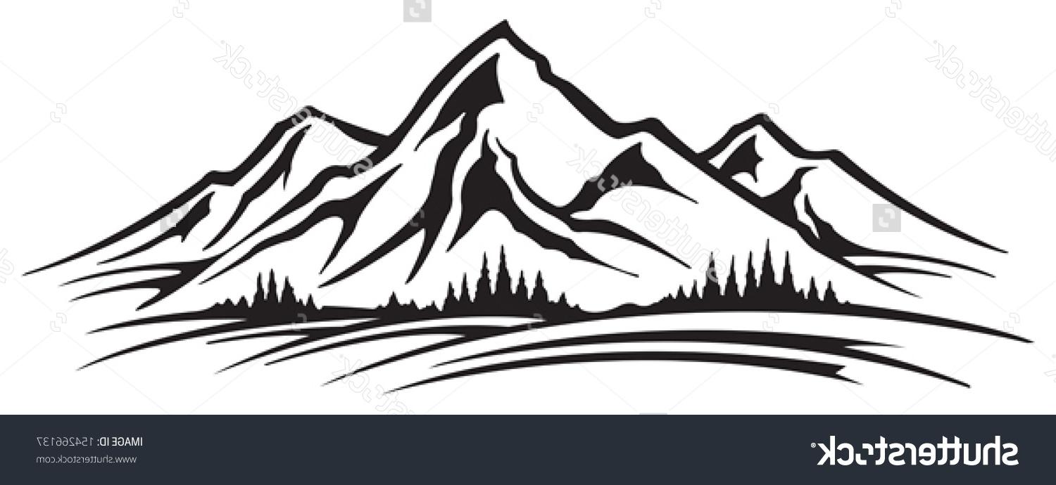 1500x690 Mountain Range Clipart Black And White