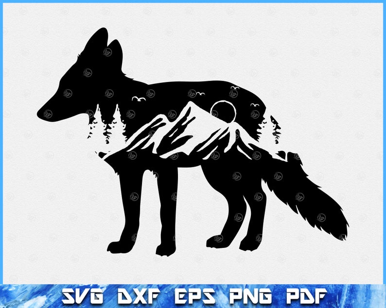 794x635 Mountain Range Fox Instant Download Vector Art Etsy
