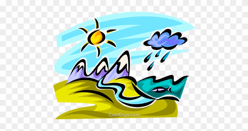 840x446 Mountain Range With Rain Clouds Royalty Free Vector