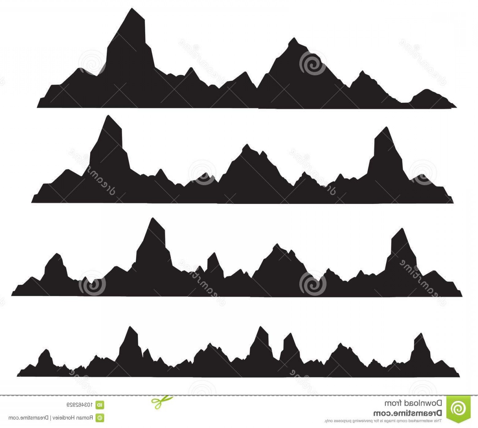 1560x1398 Set Black White Mountain Silhouettes Background Border Rocky