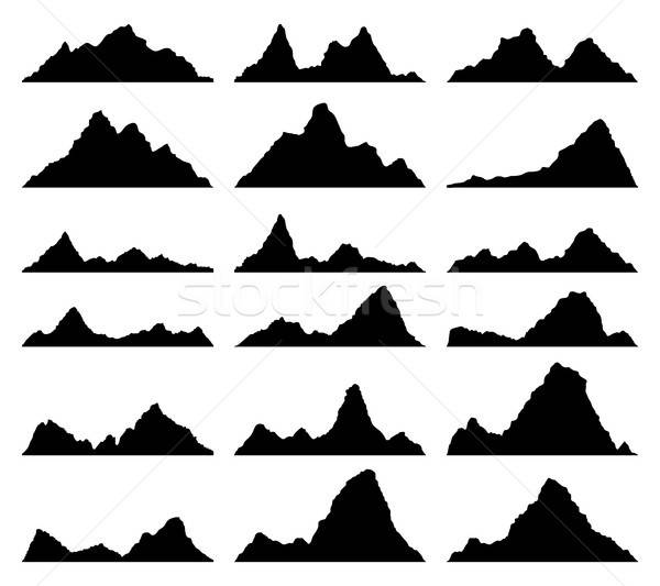 600x533 Vector Set Of Black And White Mountain Silhouettes Vector