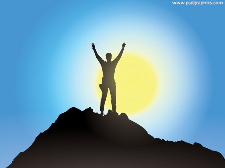 720x540 Hiker On Mountain Top, Vector Psdgraphics