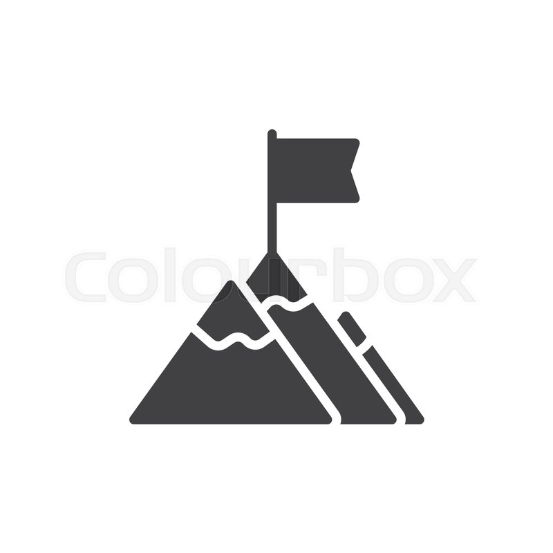 800x800 Flag On Mountain Top Icon Vector, Stock Vector Colourbox