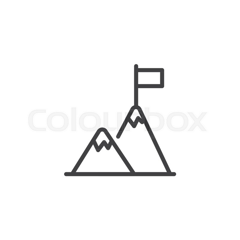 800x800 Flag On Mountain Top Line Icon, Stock Vector Colourbox