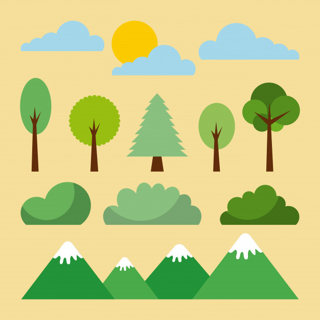 626x626 Forest Landscape Natural Mountain Tree Cloud Sun Vector Premium