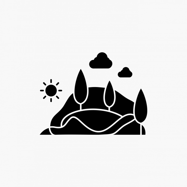 640x640 Hill Landscape Nature Mountain Tree Glyph Icon Vector Isola