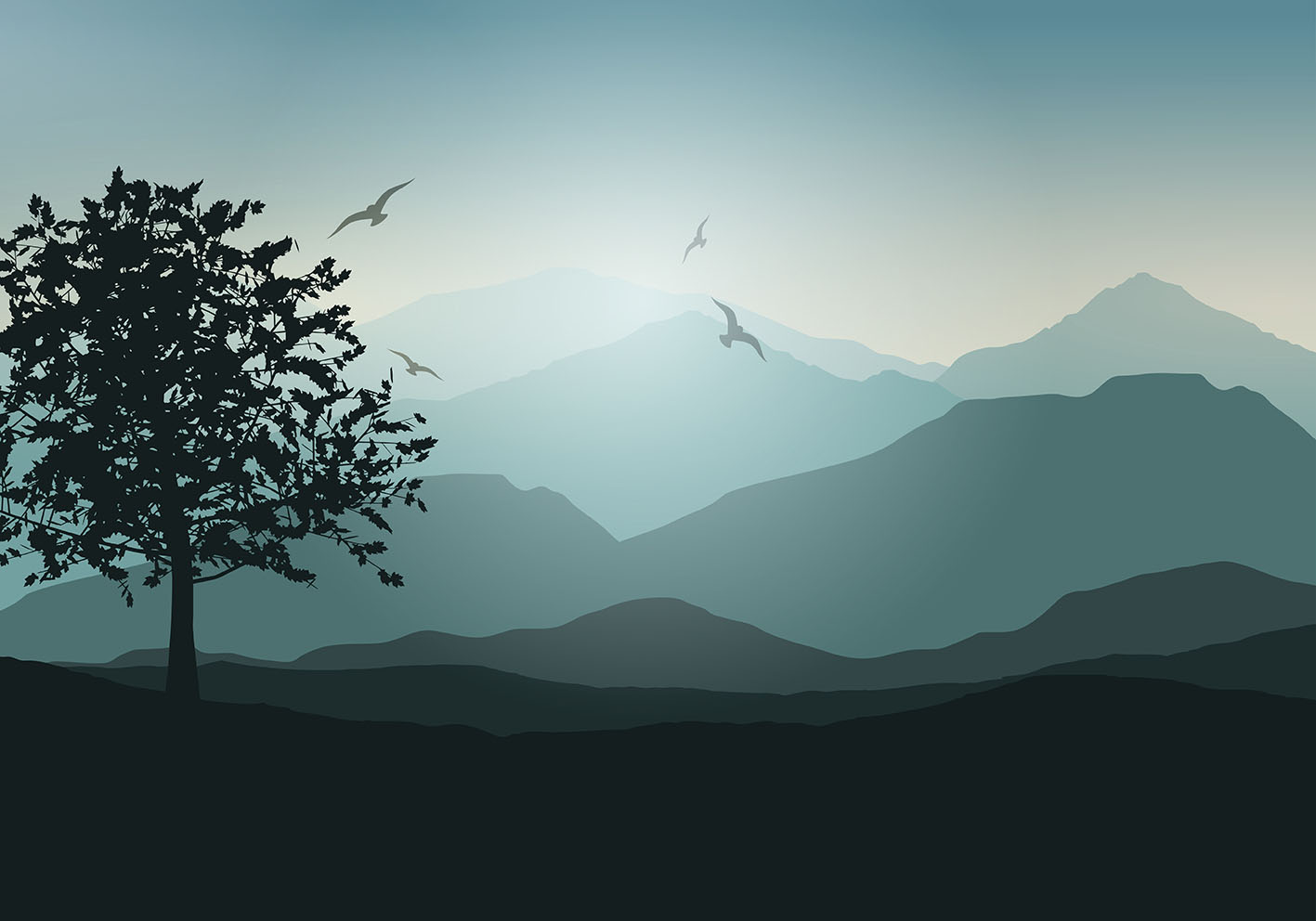 1417x992 Mountains Free Vector Art