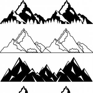 300x300 Set Of Mountains With Snow And Trees Vector Studiogrfx