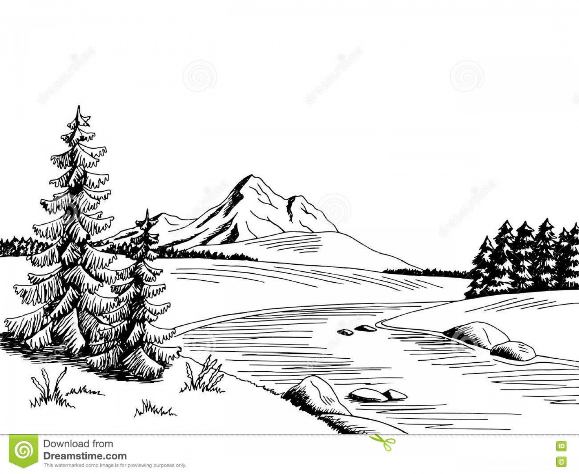 1872x1533 Vector Art Mountain Tree Water Handandbeak
