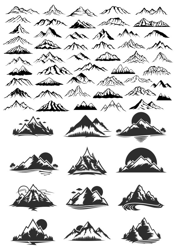 Mountain Vector Art Set Free Vector Cdr Download 595x842 Mountain Vector Art Set Free Vector Cdr Download