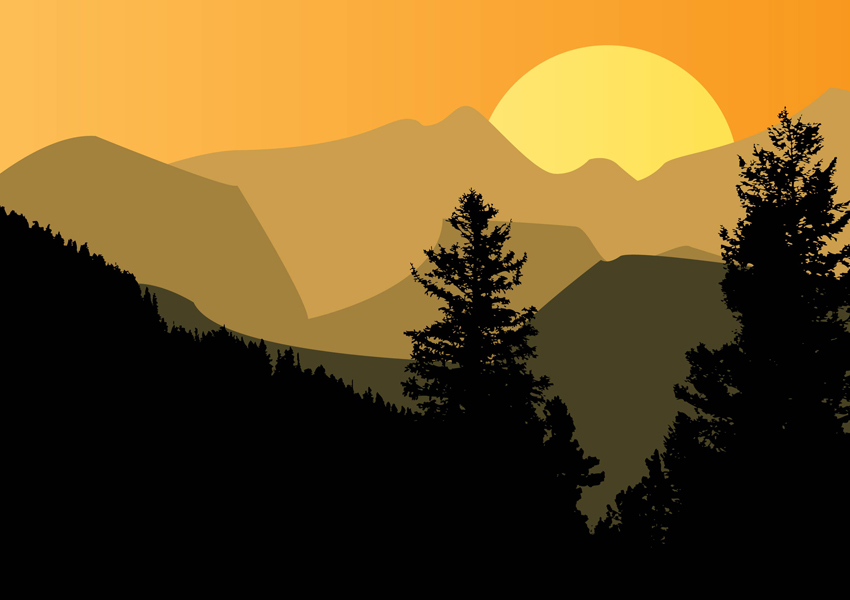 Mountain Sunset Vector Art Graphics 850x600 Mountain Sunset Vector Art Graphics