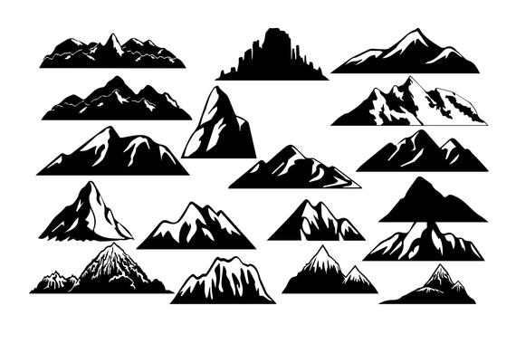 570x380 Mountain Clipart Mountain Silhouette Mounta Etsy
