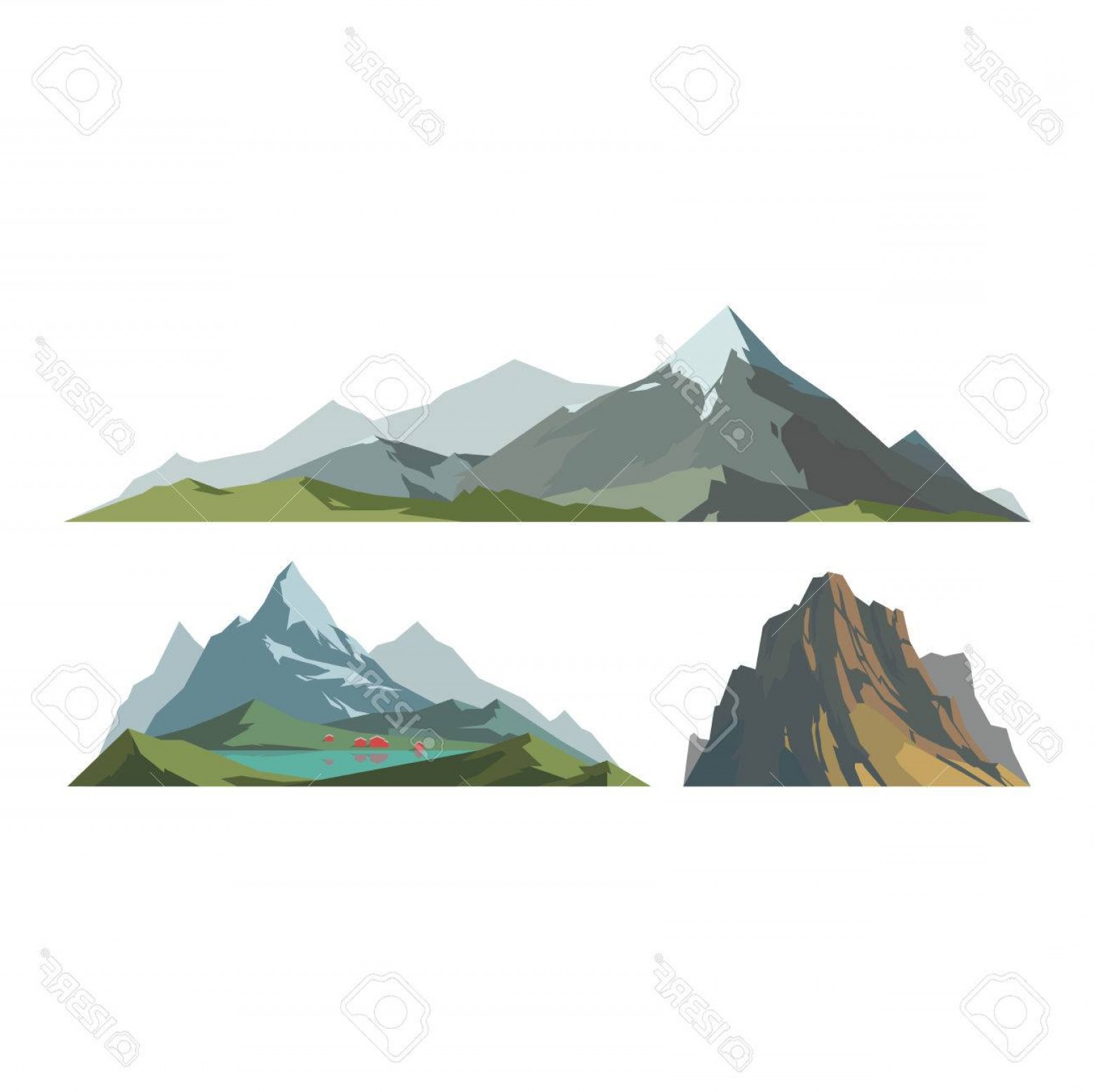 1560x1556 Comfortable Photostock Vector Mountain Vector Illustration Nature