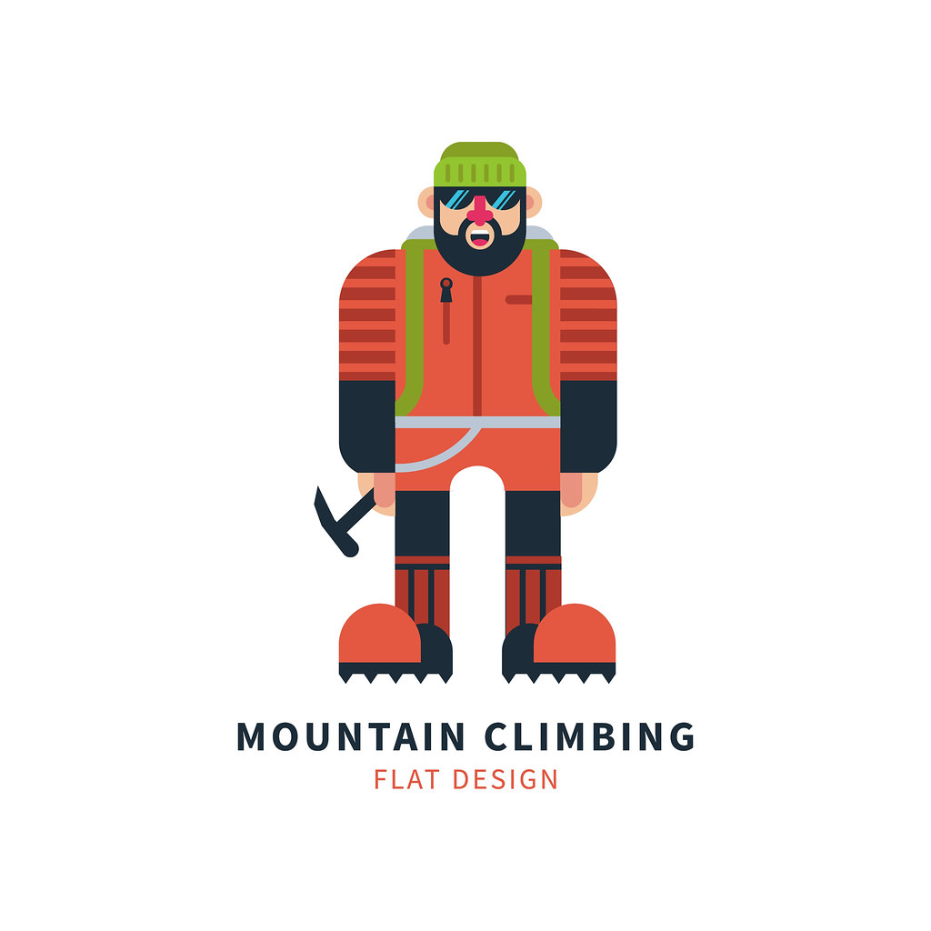 1024x1024 Mountaineer Logo Vector Climber In The Winter Equipment