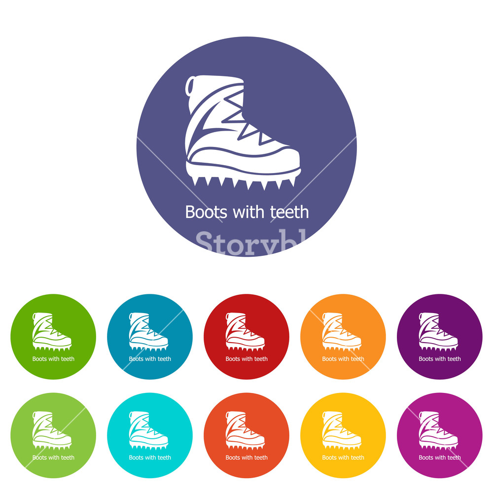 1000x1000 Mountaineer Shoes Icons Color Set Vector For Any Web Design