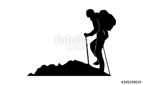 500x300 The Silhouette Of A Male Mountaineer In A Snow Area Stock Image