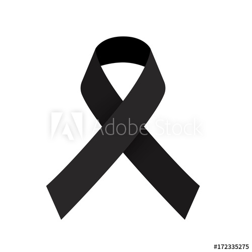 500x500 Black Ribbon Mourning Sign, Vector Illustration And Clipping