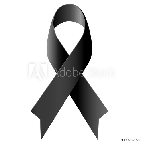 500x500 Black Ribbon Mourning Symbol On White Background Vector