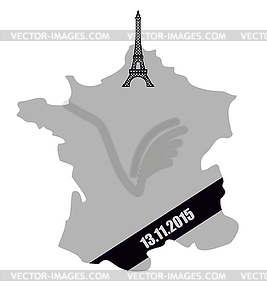 267x300 Map Of France With Black Mourning Ribbon Mourning
