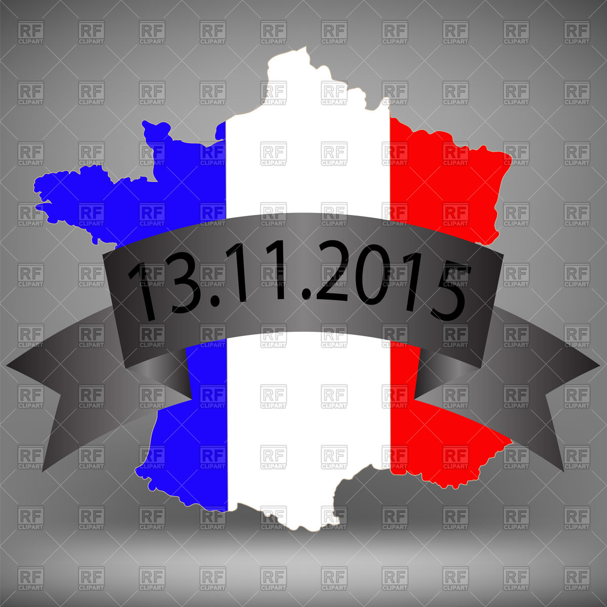 1200x1200 Map Of France With Mourning Ribbon Vector Image Of Icons