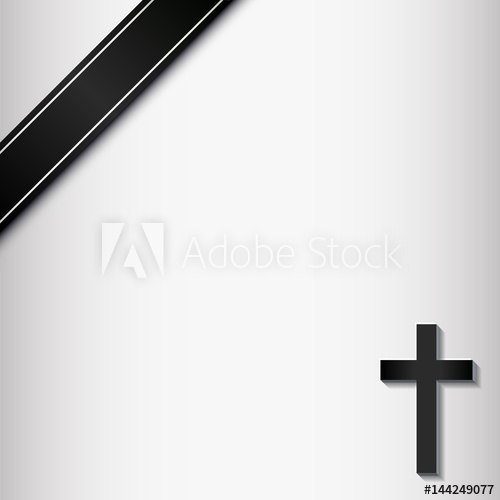 500x500 Mourning Card With Black Ribbon And Cross In Vektor Vorlage