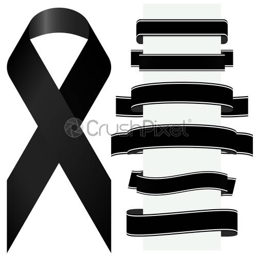 500x500 Black Mourning Ribbon And Banners, Stock Vector Crushpixel