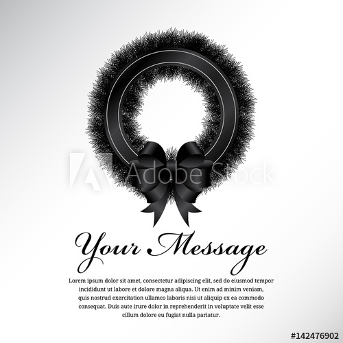 500x500 Black Ribbon Wreath Funeral Mourning Wreath Vector Design
