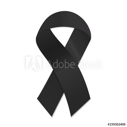 500x500 Black Awareness Ribbon On White Background Mourning And Melanoma