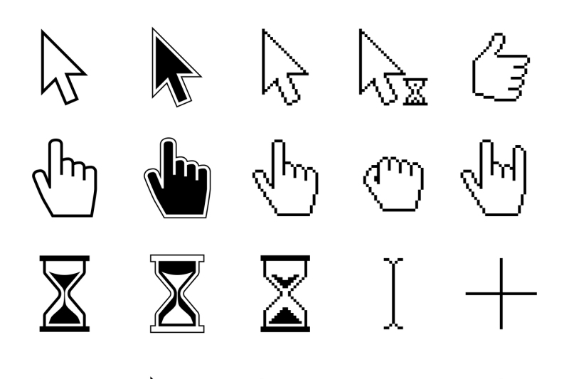 800x533 Different Smooth And Pixel Mouse Cursors Vector Set
